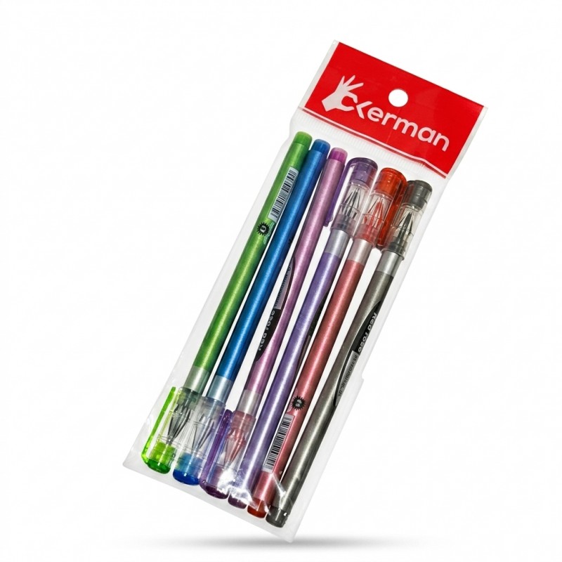 Set 6 pixuri gel diverse culori 0.38 mm scoala birou Okerman